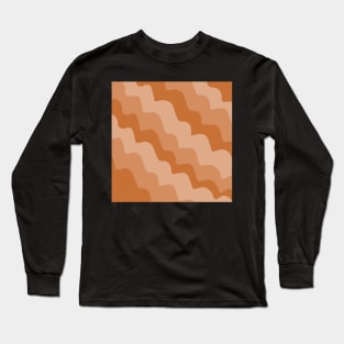 Brown wavy ocean waves gradient Long Sleeve T-Shirt